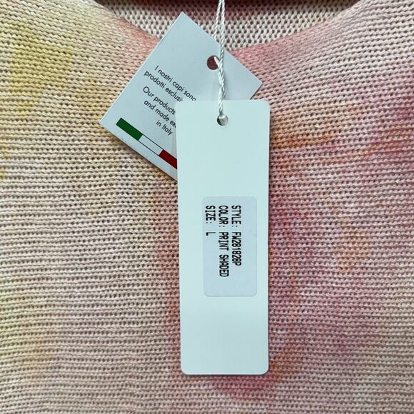 NWT Bianco & Blue Short Sleeve Knit Top Sweater Size Large Acrylic Italy C065 -8 - Picture 7 of 16